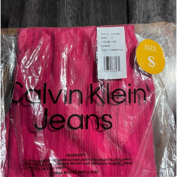 Calvin Klein Jeans Women's Long Sleeve Turtleneck Top - Cerise, Size S, New - Picture 5 of 8